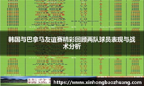 韩国与巴拿马友谊赛精彩回顾两队球员表现与战术分析
